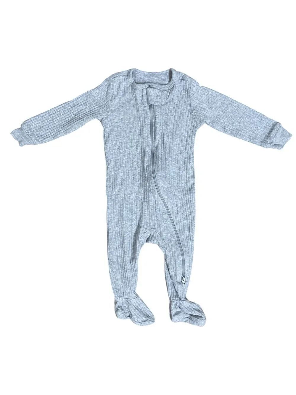Baby Organic Cotton Sleep & Play Gray 6M Zip Footed Pajamas